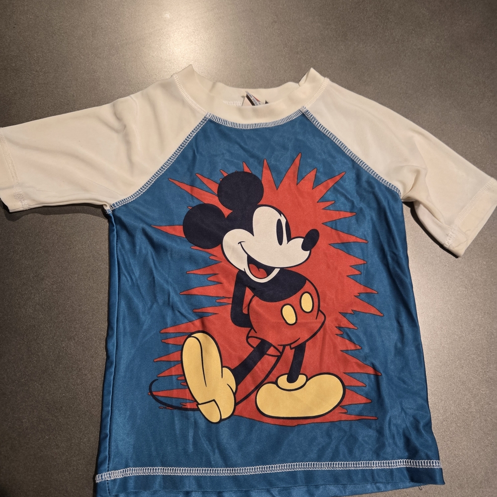 Junk Food Clothing Mickey Mouse Kids Rashguard - Blue and Cream